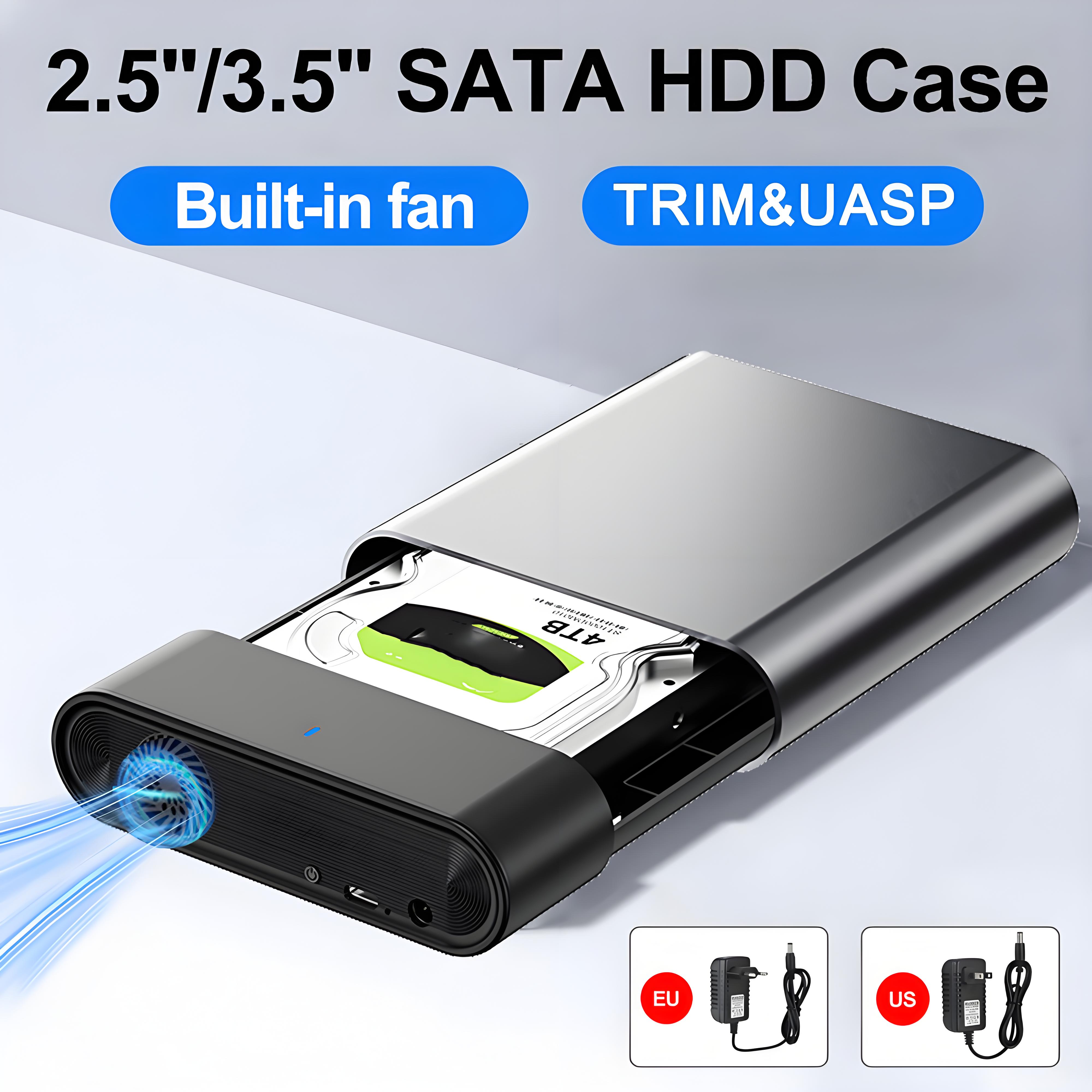 USB 3.1 HDD/SSD Enclosure 2.5/3.5'' Aluminum Alloy External Hard Drive Case SATA TO Type C 12TB High Speed Adapter for Laptop PC