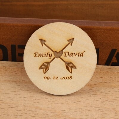 2pcs Custom Wooden Fridge Magnets engraved Refrigerator Magnets rustic Wedding Favor wedding accessories: Light Grey