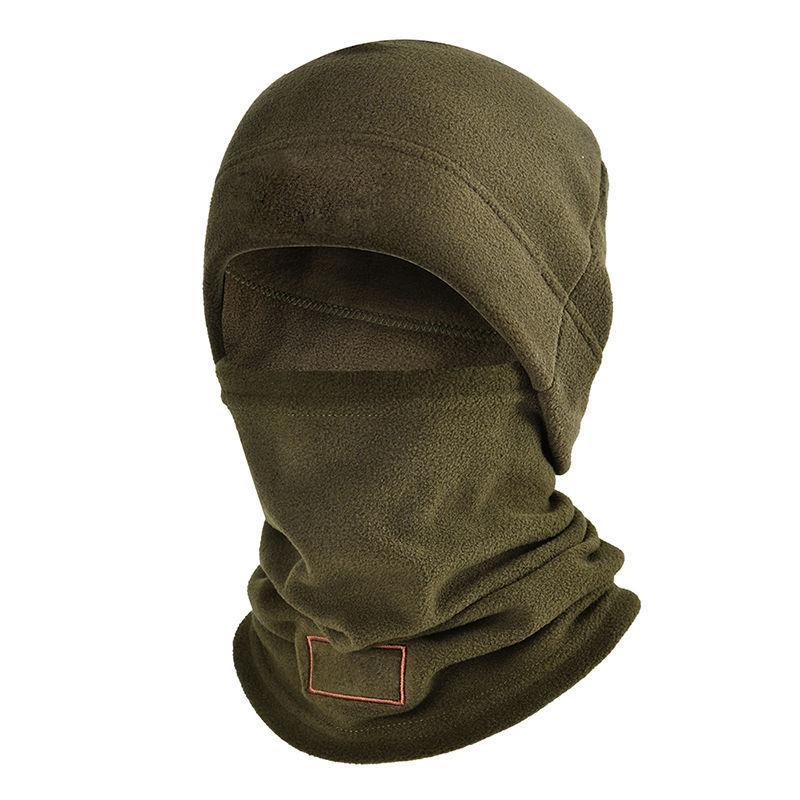 Autumn and winter fleece hat cold swing fleece neck cover outdoor cycling mountaineering mask neck set Official Website: army green