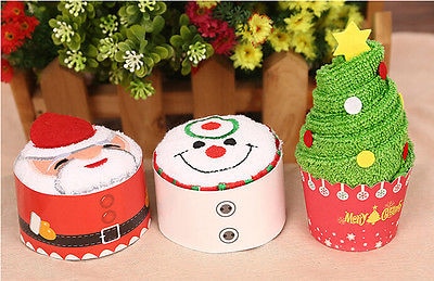 Vrolijk Kerstfeest Creatieve Taart Handdoek Xmas Tree Kerstman Sneeuwpoppen Leuke Draagbare Washandje Vaatdoek Handdoek Kids Presenteert