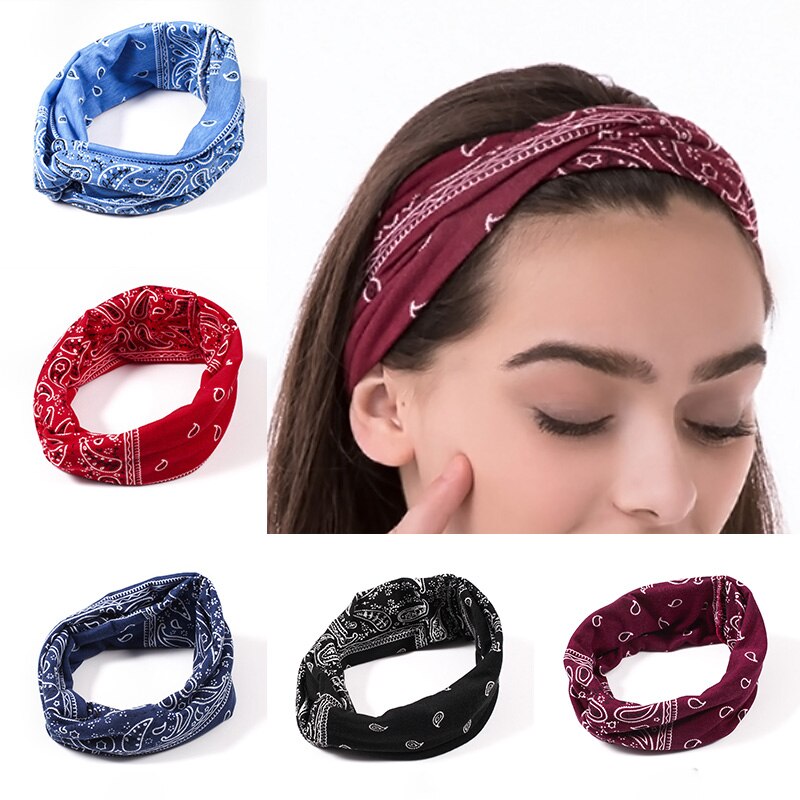 Cashew Bloemen Gedrukt Elastische Haarbanden Hoofdbanden Voor Vrouwen Sport Yoga Bandana Tulband Hoofddeksels Haar Accessoires