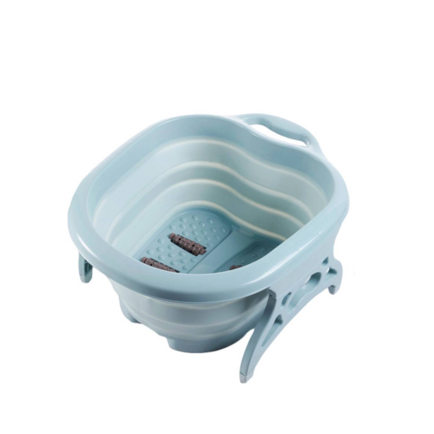 Behogar Plastic Foldable Foot Soaking Bucket Portable Bathtub Foaming Massage Wash Basin For Household Sauna Bathtub Accessories: Blue No cover
