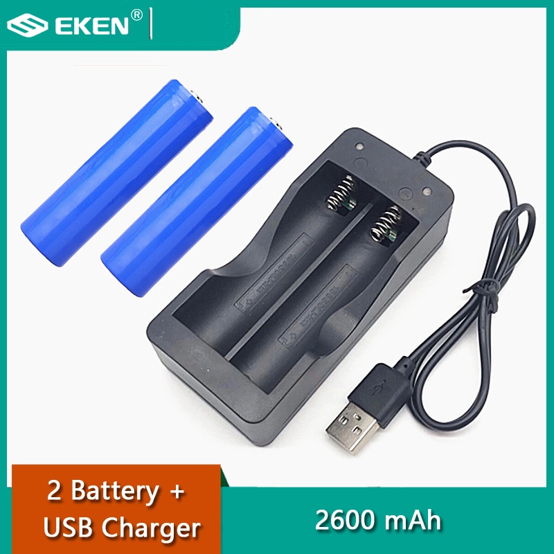 Originele Eken 18650 Batterij 2600 Mah En Usb Battery Charger