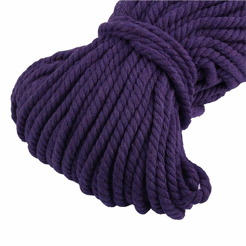 Cordon torsadé en Coton 100% avec 3 parties, 30 mètres, 5mm, corde pour sac, accessoires de couture, décoration pour bricolage: VIOLET