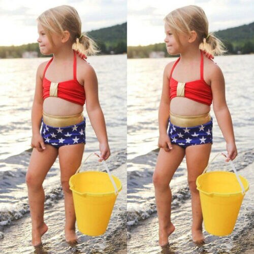 Uk toddler baby girls stars print badedragt badetøj svømmesæt stjerne badedragt kostume