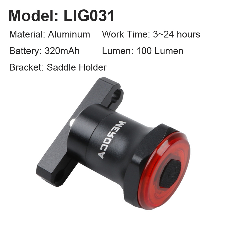 Newboler Smart Fiets Achterlicht Auto Start/Stop Brake Sensing IPx6 Waterdichte Usb Charge Fietsen Tail Achterlicht Fiets Led licht: LIG031 Saddle