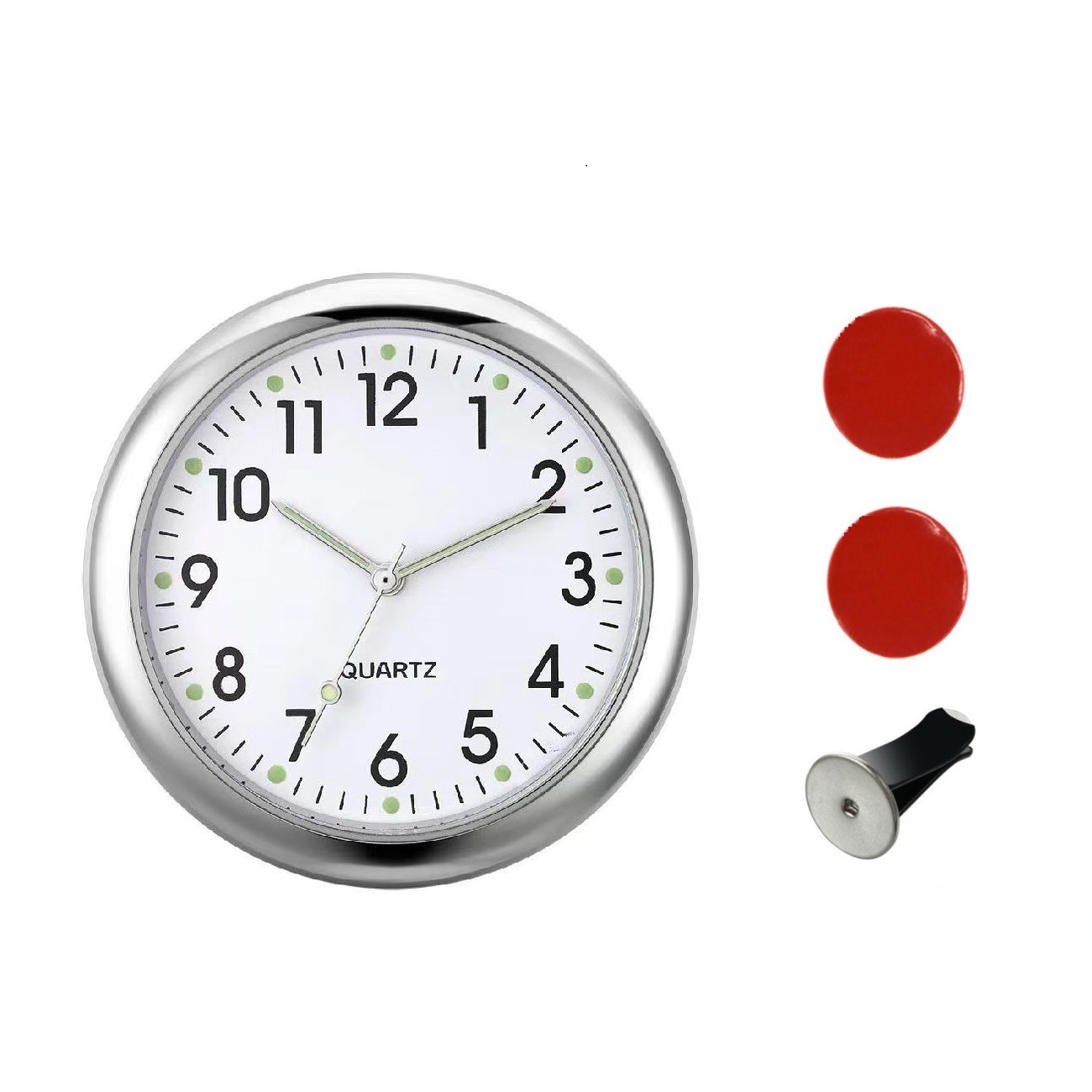 40mm Mini leuchtende Auto Uhr Digitaluhr Mechaniker Quarzuhren aufkleben Auto Ornament Zubehör: Rot