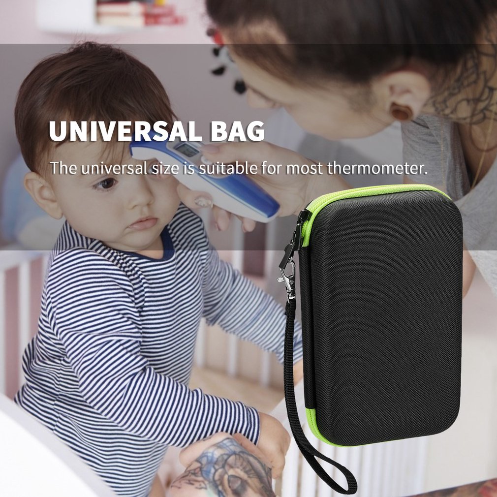 Forehead Thermometer Storage Case Portable EVA Infrared Electronic Digital Thermometer Shockproof Waterproof Zipper Storage Box