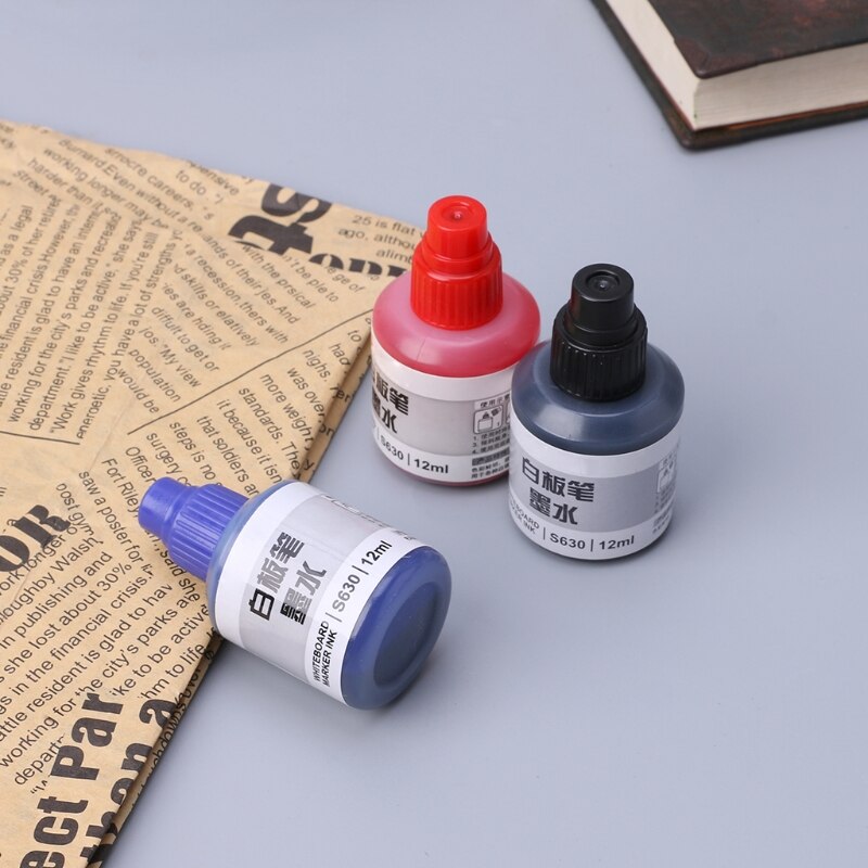 12Ml Refill Inkt Voor Bijvullen Inkt Whiteboard Marker Pen Zwart Rood Blauw 3 Kleuren