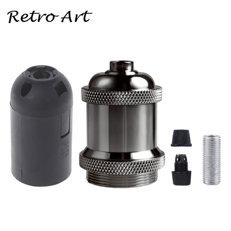 E26/E27 Screw Light Bulb Socket Edison Retro Pendant Lamp Holder: Pearl Black / e27