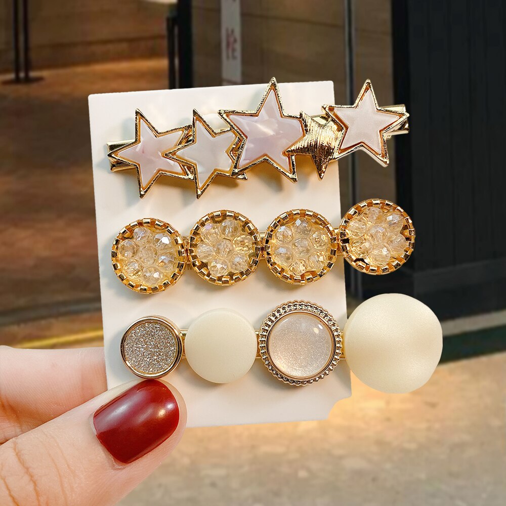 1 ensemble Macaron cristal strass pince à cheveux étoile amour forme Barrettes épingles à cheveux géométrique cheveux accessoires: 4
