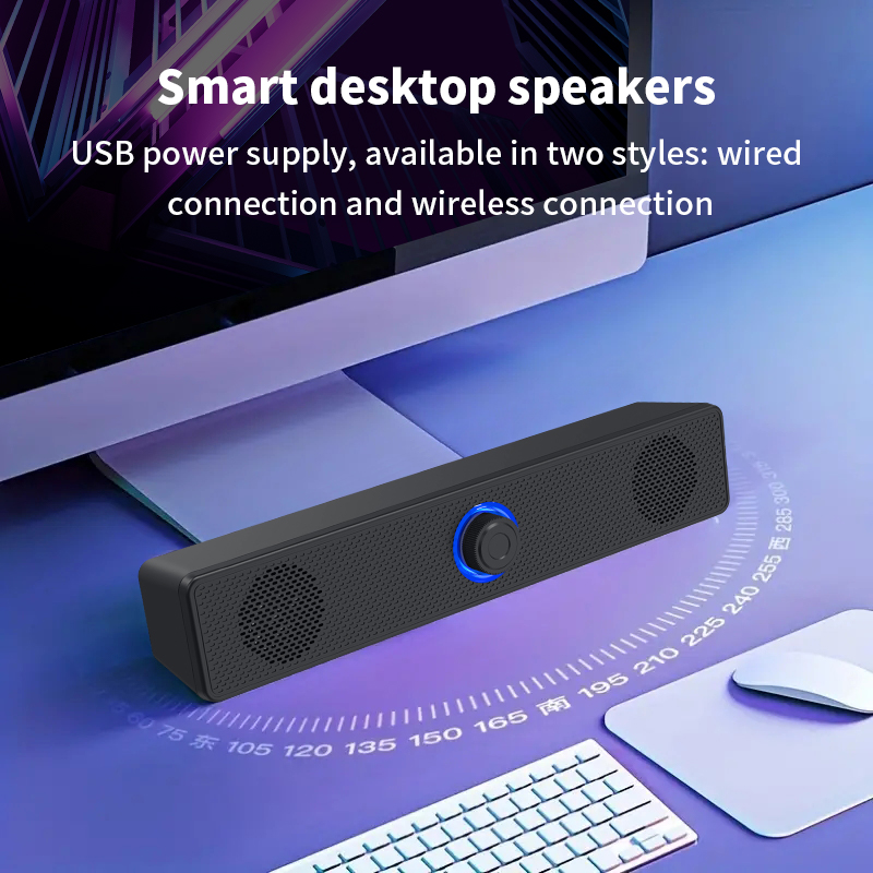 Altavoces duales de escritorio largos con cable 1002, inalámbrico Bluetooth 3511, alimentado por USB, AUX 3,5 mm, luces LED Altavoz estéreo 3D para TV portátil
