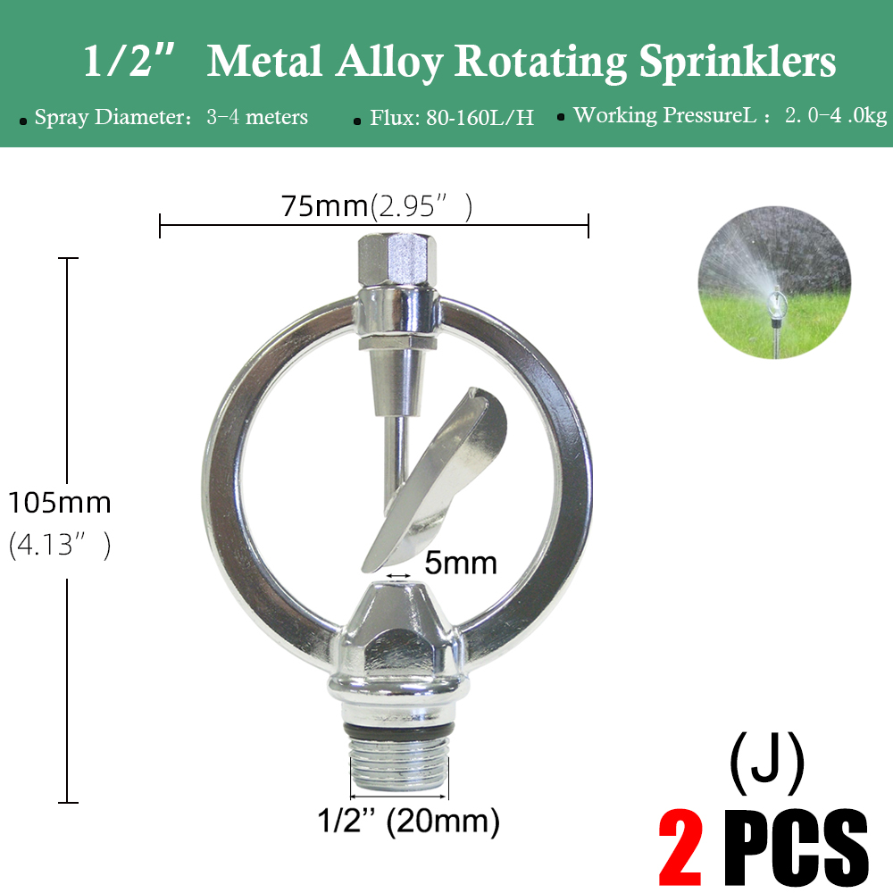 Tripé de aço inoxidável impacto sprinklers kit 360 graus girar bocais pulverizador para 1/2 &quot;mangueira planta agrícola irrigação flor: Jx2PCS