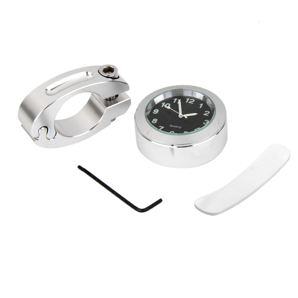 7/8 "1" Chrome Motorcycle Fietsstuur Mount Dial Klok Waterdicht Cruiser