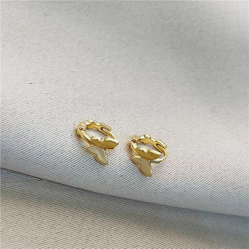 Brincos de argola para mulheres, prata esterlina 925, simples embutidos, acessórios para jóias do casamento, temperamento: Dourado