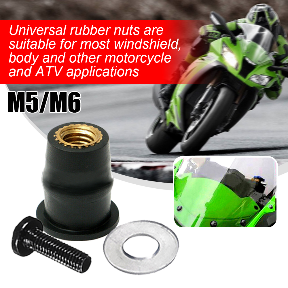 10 pz/impostato M5 5mm gomma metrica ben dadi moto parabrezza carenatura cappuccio per Honda Suzuki auto moto fuoristrada