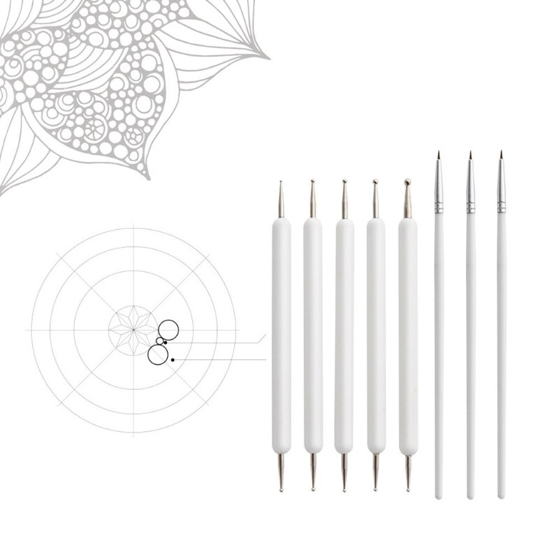 16pcs Mandala Dotting Pen Tools Set for Rock Painting Pottery Clay Modeling Embossing Hook Line Brush Art Supplies
