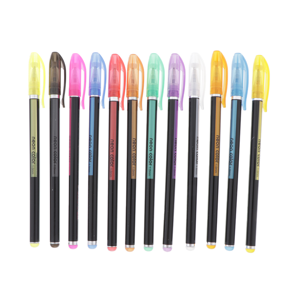 Juego de plumas de Gel de Color, bolígrafos de tinta de punta fina bolígrafo de colores, marcadores rotuladores fluorescentes para libros de colorear para adultos: 12 colors