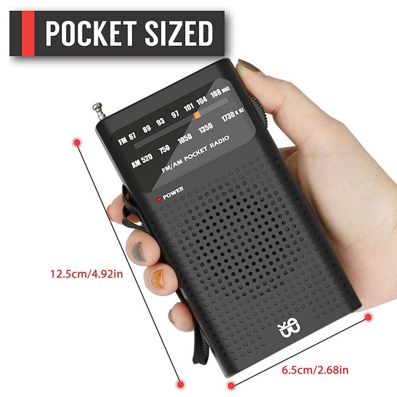 Full Band Fm/Am Portable Analog Radio Receiver Digital Tuning Pocket Audio Receiving Device Small Size for Hiking Camping
