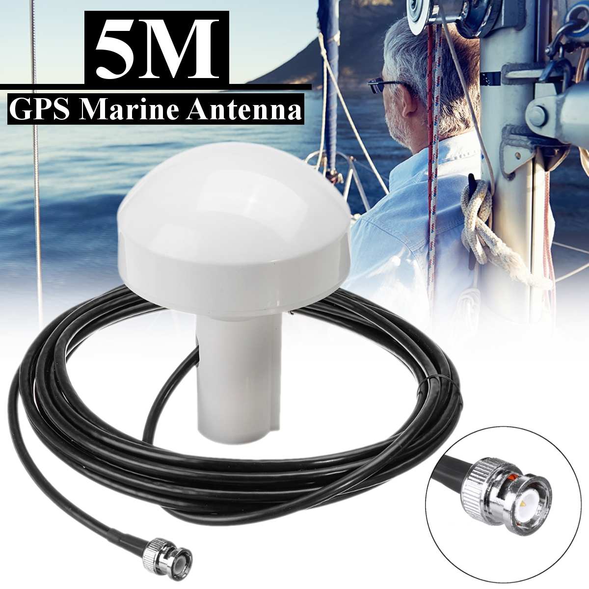 Antena de sincronización GPS 1575 +/-5 MHz Marina aérea BNC macho enchufe 5 M Cable de navegación antena señal Booster 3-5V xternal barco marino