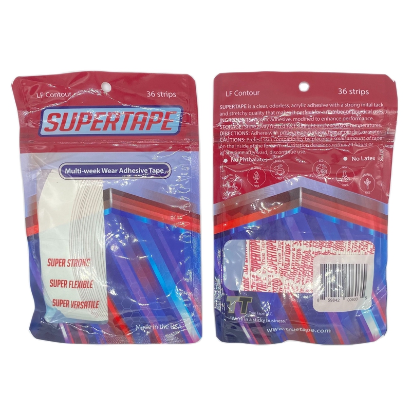 36 Stück C-förmiges weißes SUPERTAPE-Klebeband mit Spitzenfront für Perücken, selbstklebendes Toupetband, 3 Wochen, langlebig, 7,6 x 2,2 cm