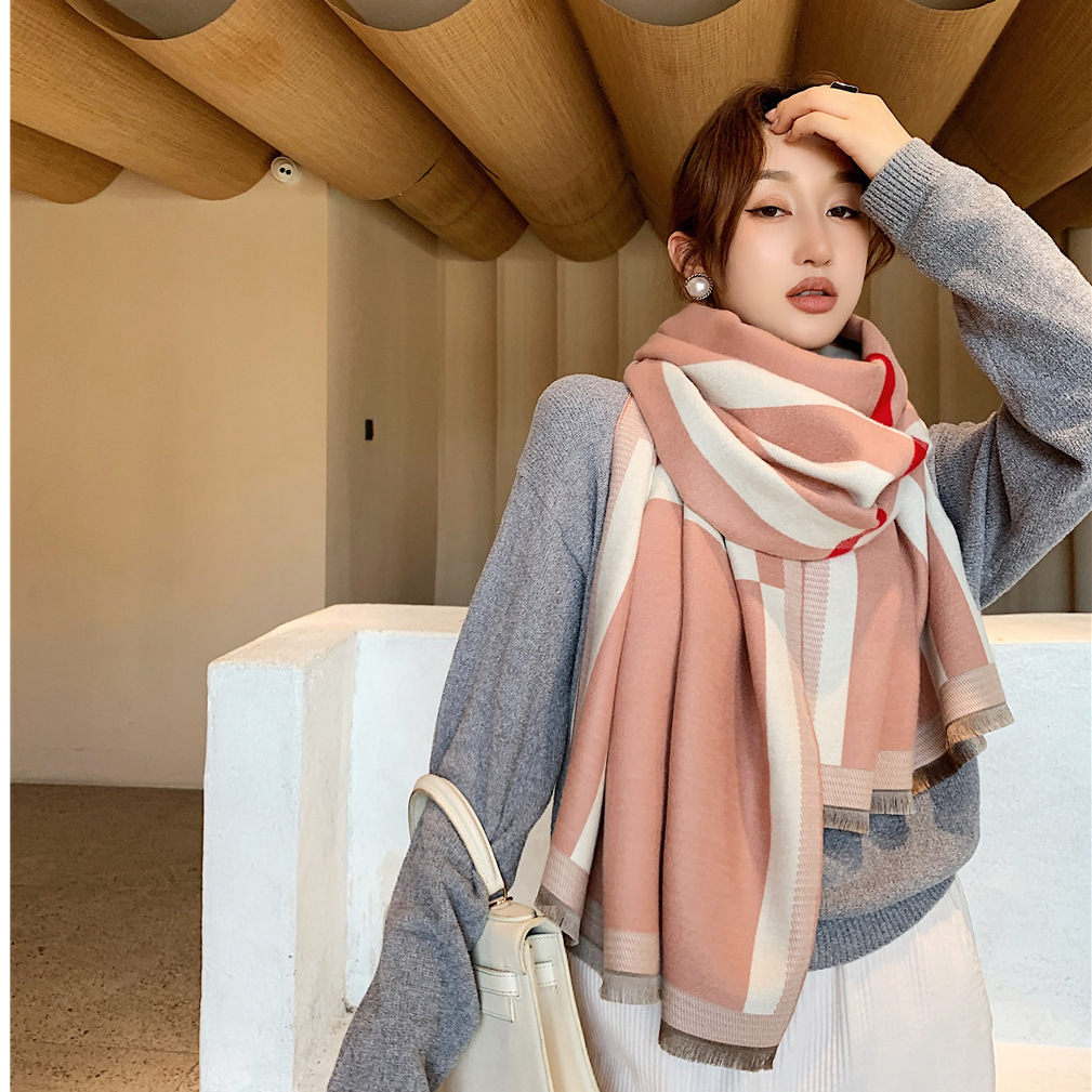 Écharpe de luxe noire à carreaux en cachemire pour femme, épaisse, chaude, enveloppe, Pashmina, pour l&#39;hiver