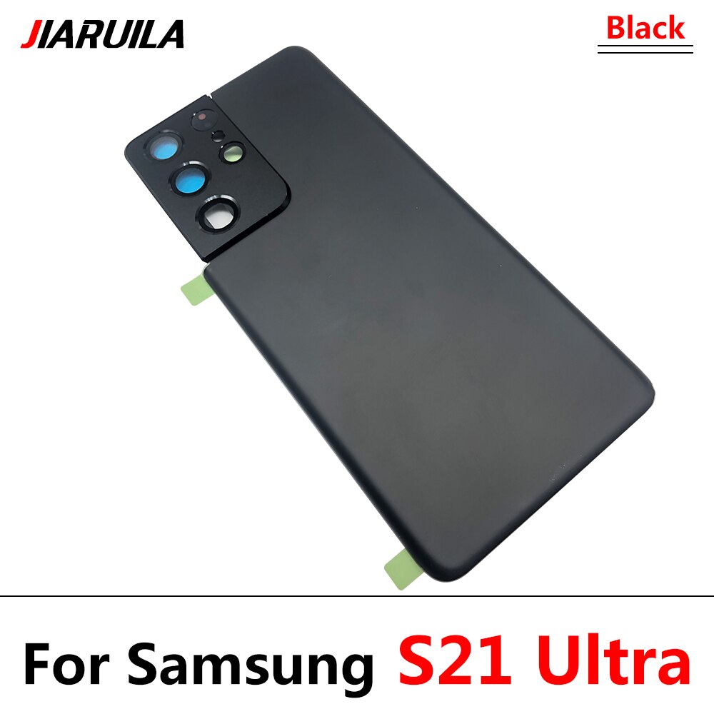 Terug Glas Vervanging Voor Samsung S21 Ultra Batterij Cover Achterdeur Behuizing Case Met Lijm Sticker Voor Samsung S21 Plus: S21 Ultra Black