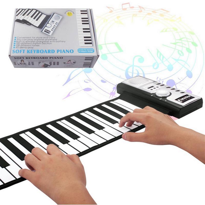 61 Keys Roll Up Electronic Organ Hand Roll Piano with Loudspeaker for Child Adult Portable Digital Keyboard Musical Instrument