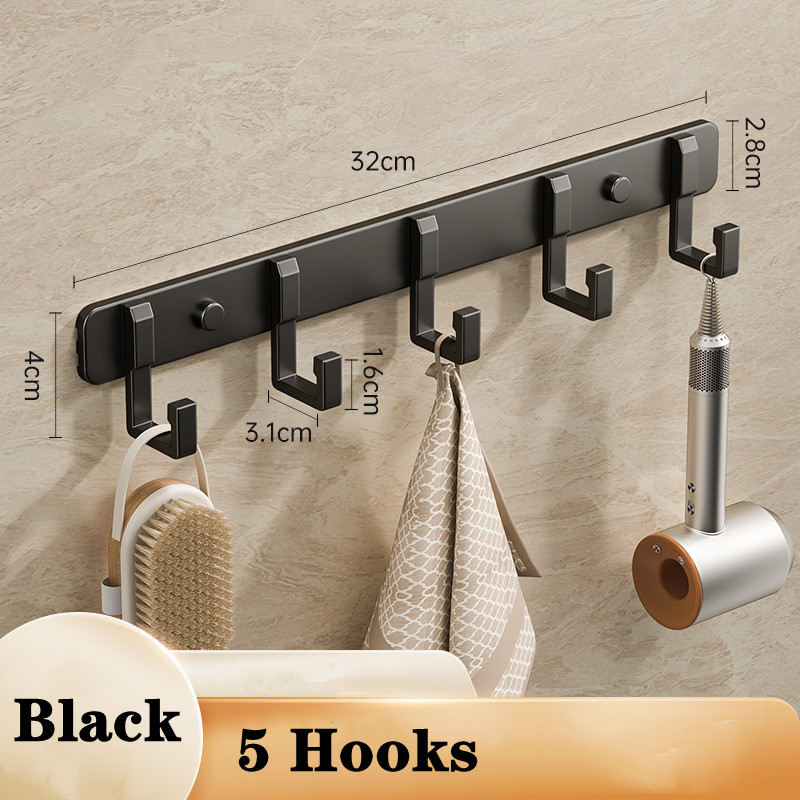 Ganchos negros de pared para colgar ropa, colgador de toallas de baño, perchero para puerta, abrigo, llave, gancho para ahorrar espacio, accesorio de cocina: Rojo