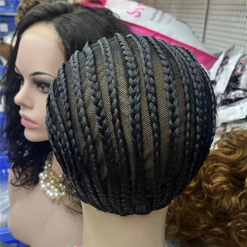 1PC Gevlochten Pruik Cap Voor Gehaakte Haar Vlechten Ademend Cornrow Cap voor Gemakkelijker Naaien in Weave Haar zwarte paardenstaart pruik cosplay pruik