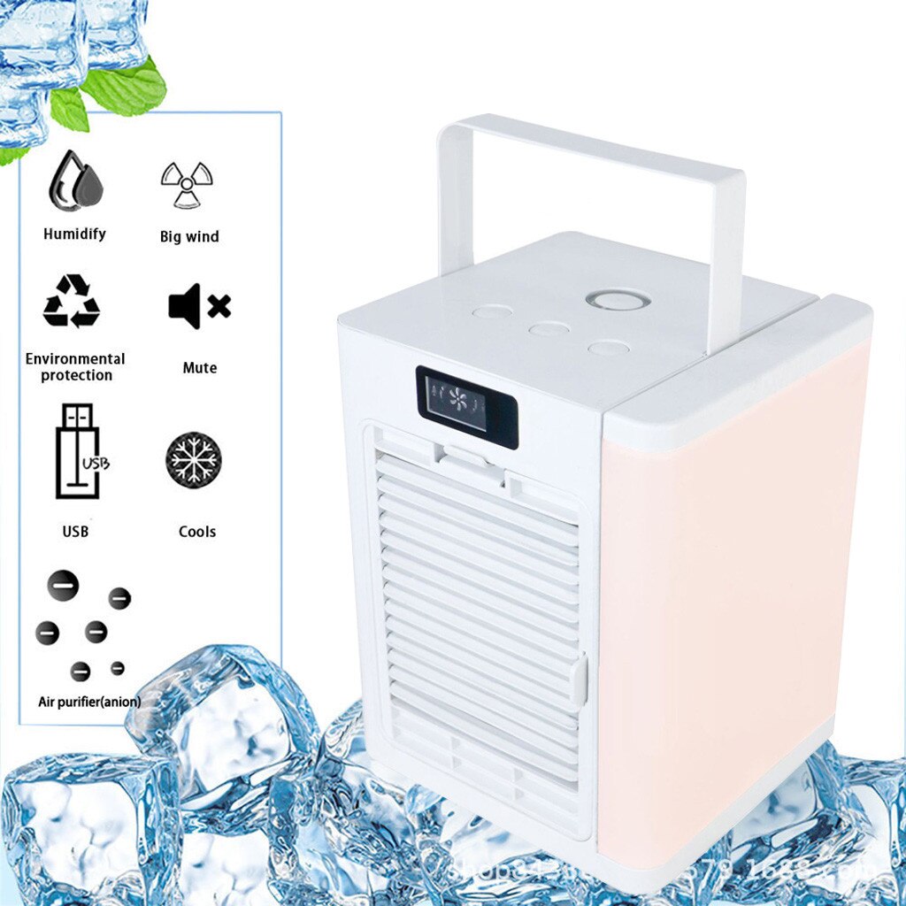 Portable Mini Air Conditioner Fan Personal Space Air Cooler Multi-function USB Air Conditioning Fan Removable Fan for Home #Z: White