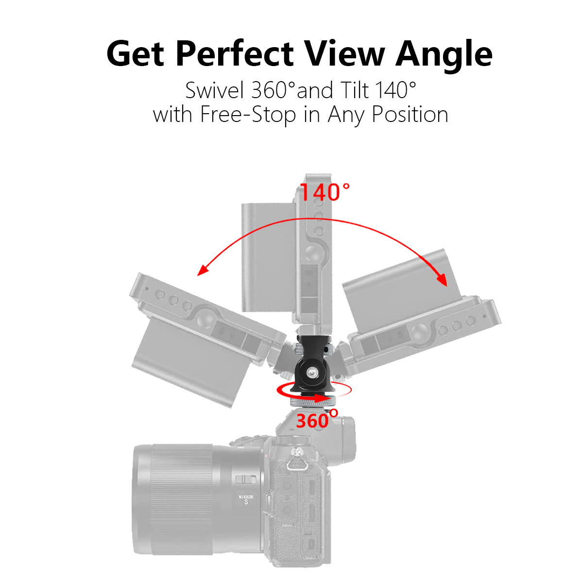 TOAZOE DSLR Camera Clamp Obrotowy i regulowany uchwyt monitora z podstawą Cold Shoe do lampy błyskowej monitora DIY Attachment