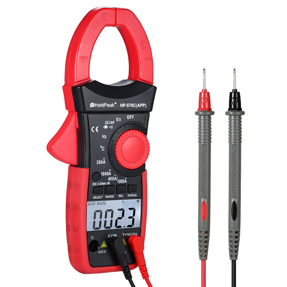 AC/DC Digital Clamp Multimeter Auto Range BT Clamp Meter Current Amperage Voltage Resistance Temp Electrical Tester Meter