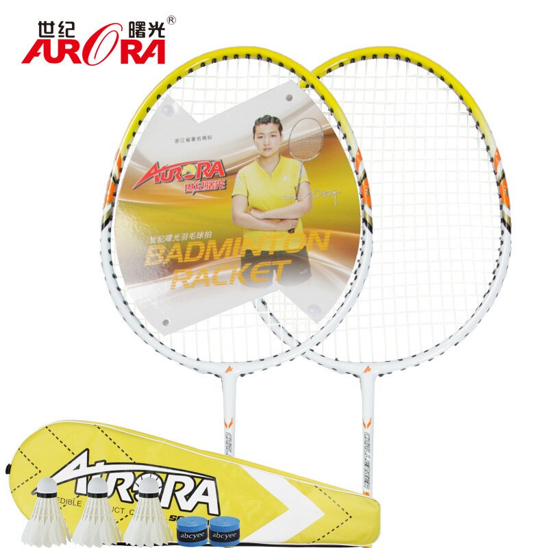 AURORA 2pcs/Set 3U Badminton Racket Adult Children Competition Training Racket for Outdoor Training Sports Beginner Enthusiasts