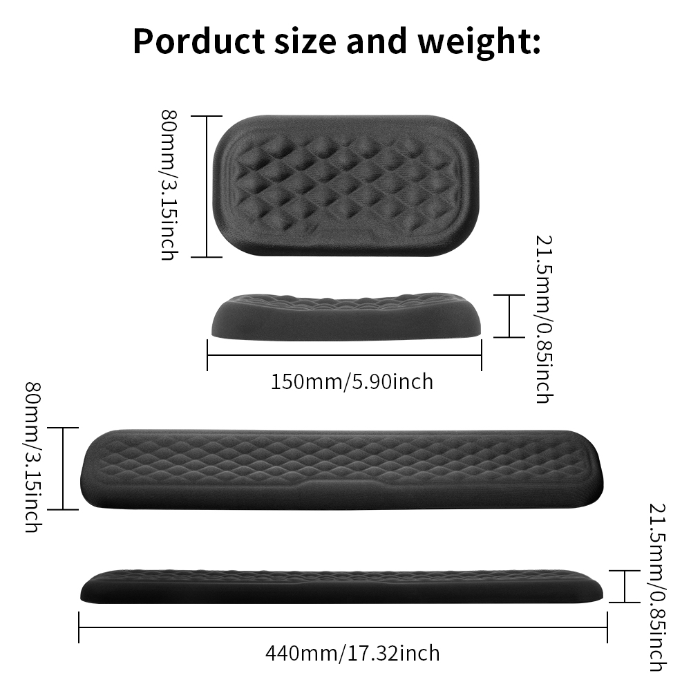 Keyboard and Mouse Wrist Rest Pad Padded Memory Foam Hand Rest Support for Office, Computer, Laptop: GRAY