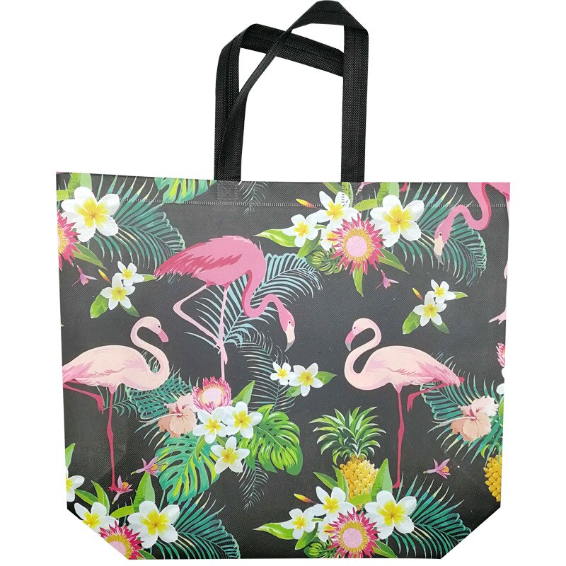 Flamingo taske mange farver polyester foldbar genanvendt indkøbspose øko genanvendelig tote taske tegneserie blomster frugt grøntsag købmand