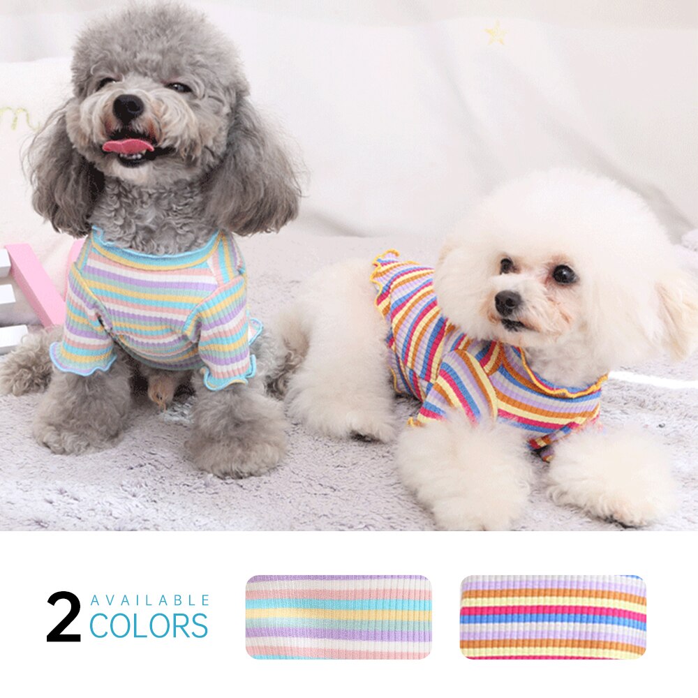 T-shirt Soft Puppy Dogs Clothes XS-XXL Cotton Puppy Strip Vest Cute Pet Dog Clothes Cartoon Summer Clothing Small Puppy Clothin