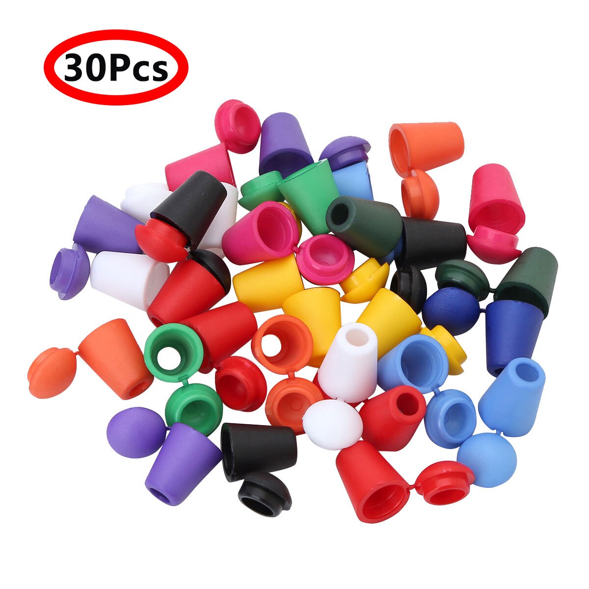 30 stuks koordstopper met afsluitbaar deksel, kunststof clip voor paracord, kleding, tassen, sportkleding, schoenen en accessoires: Kleurrijk