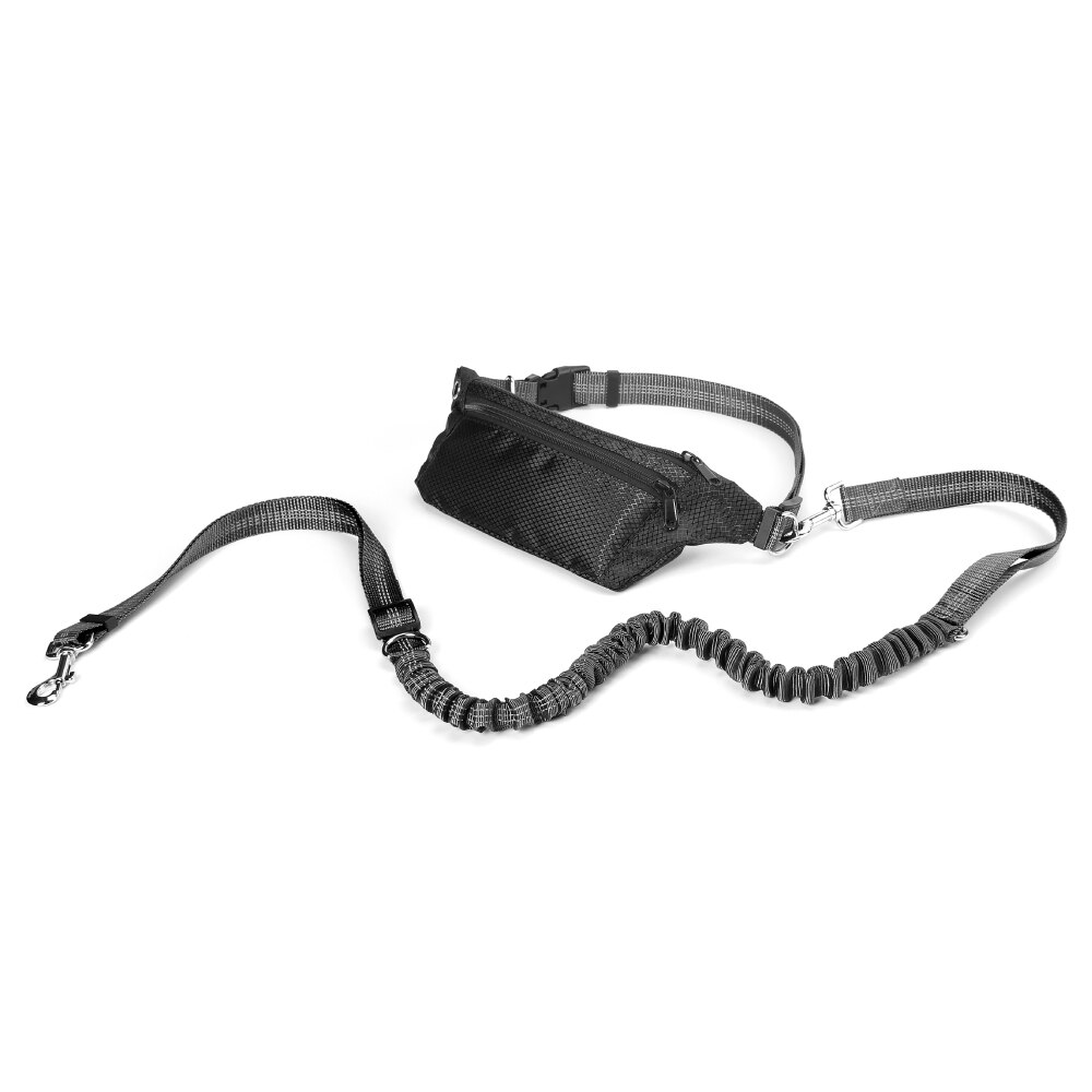 Multi Function Dogs Leash Waist Pocket Waterproof Hands Free Dog Belt Running Product Elasticity Adjustable Waist Dog Leashes: Black Set