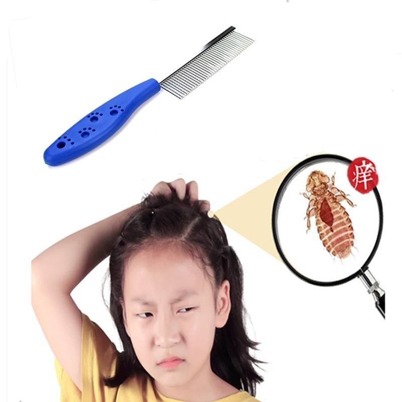 1pc High Comfort Head Lice Comb Metal Nit Head Hair Lice Comb Fine Toothed Flea Flee With Handle For Kids Pet Tool