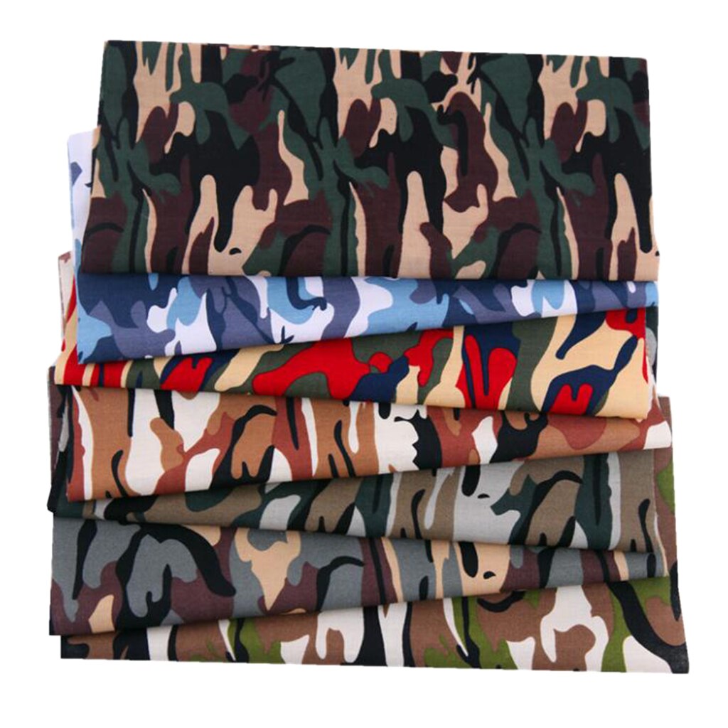 7Pcs 25x25 cm Cotton Blend Squares Quilting Sewing Camouflage Precut Fabric Square Sheets for Craft Patchwork