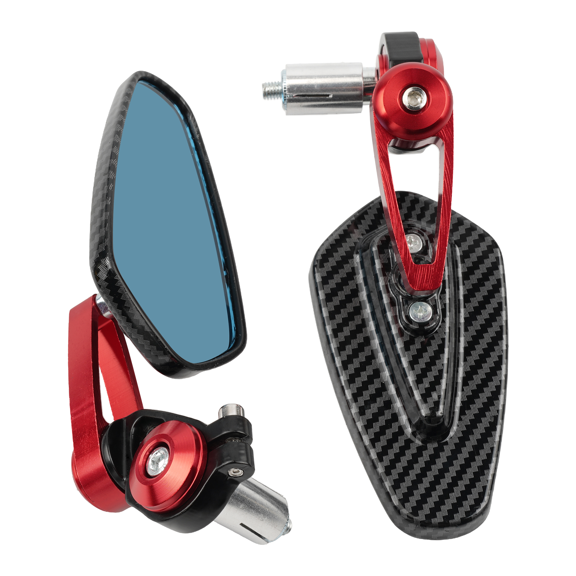 Motorcross 360 Draaibare Omgekeerde Achteruitkijkspiegel Motorfiets Carbon Fiber Accessoires Einde Stuur Gemodificeerde Spiegel: Rood