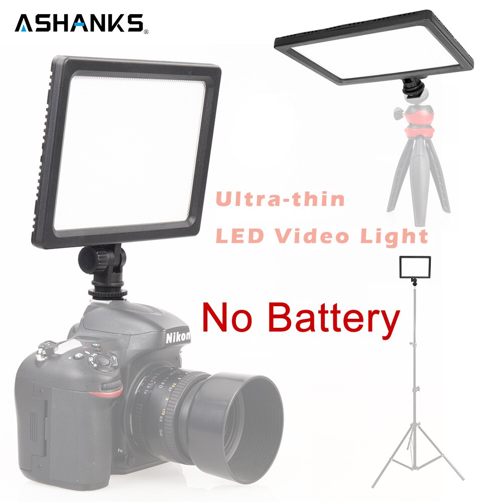 ASHANKS Professionele Ultra-dunne LED Video Light 3200 K-5600 K voor Licht Instelbare Helderheid en Dual Kleur temp voor Canon Nikon