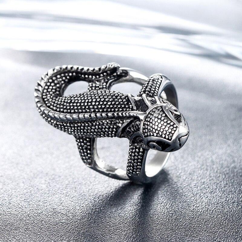 Anillos de lagarto de acero inoxidable 316L para hombre, anillo de motorista Punk, Vintage, gótico, Animal, joyería,