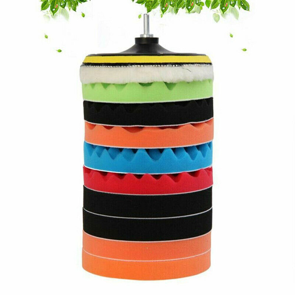 12Pcs 4in Wassende Buffing Spons Buffer Polijsten Pad Kit Voor Auto Polijstmachine