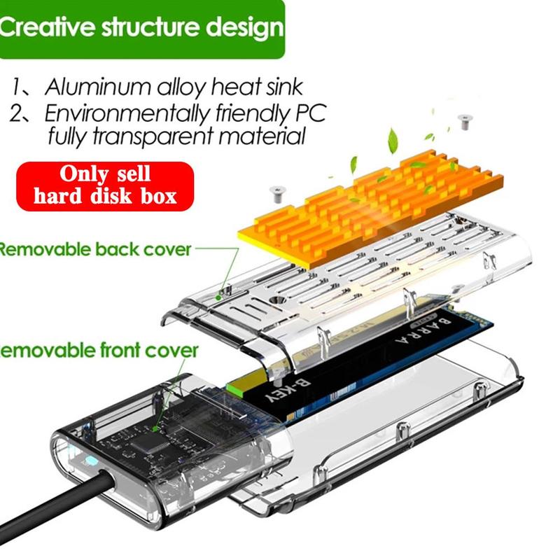 M2 SSD Box NVME/SATA Box M.2 To Type-C SSD Adapter Transparent SATA Key For NVME Disk Hard PCIE Box NGFF M/B Box SSD Disk W5C6