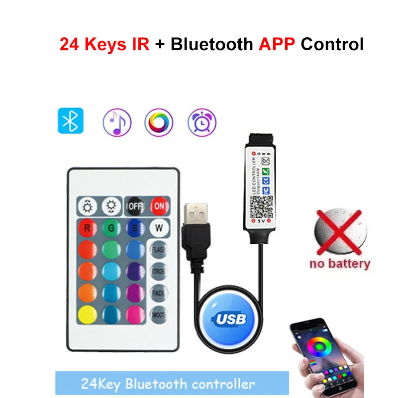 USB Bluetooth WIFI LED Strip RGB Controller IR Remote Dimmer Music Phone APP Control Brightness Adjust for 5050 2835 Tape Light: light yellow