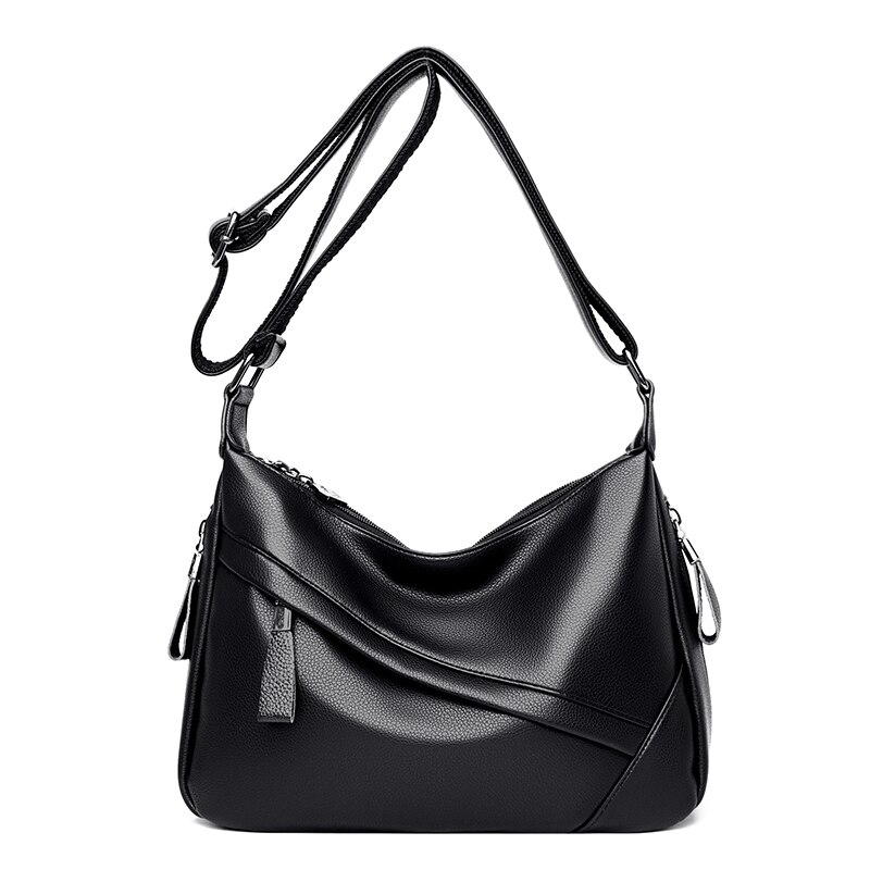 Oude Tang Effen Kleur Pu Lederen Schoudertassen Voor Vrouwen Luxe Messenger Bag Sac epaule: Black