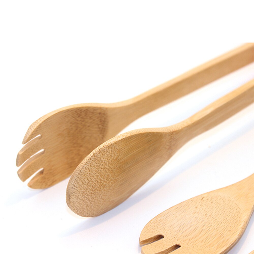 2PCS Round Practical Bamboo Silicone Baking Tools Clips Tongs for Kitchen Bar Store Food Chef