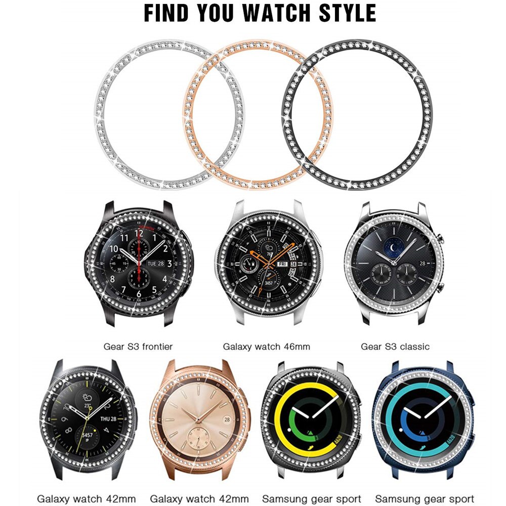 Bisel brillante para Samsung Galaxy Watch 42mm 46mm/ Gear S3 Frontier, anillo de Metal de diamante, cubierta adhesiva, accesorios para reloj, parachoques